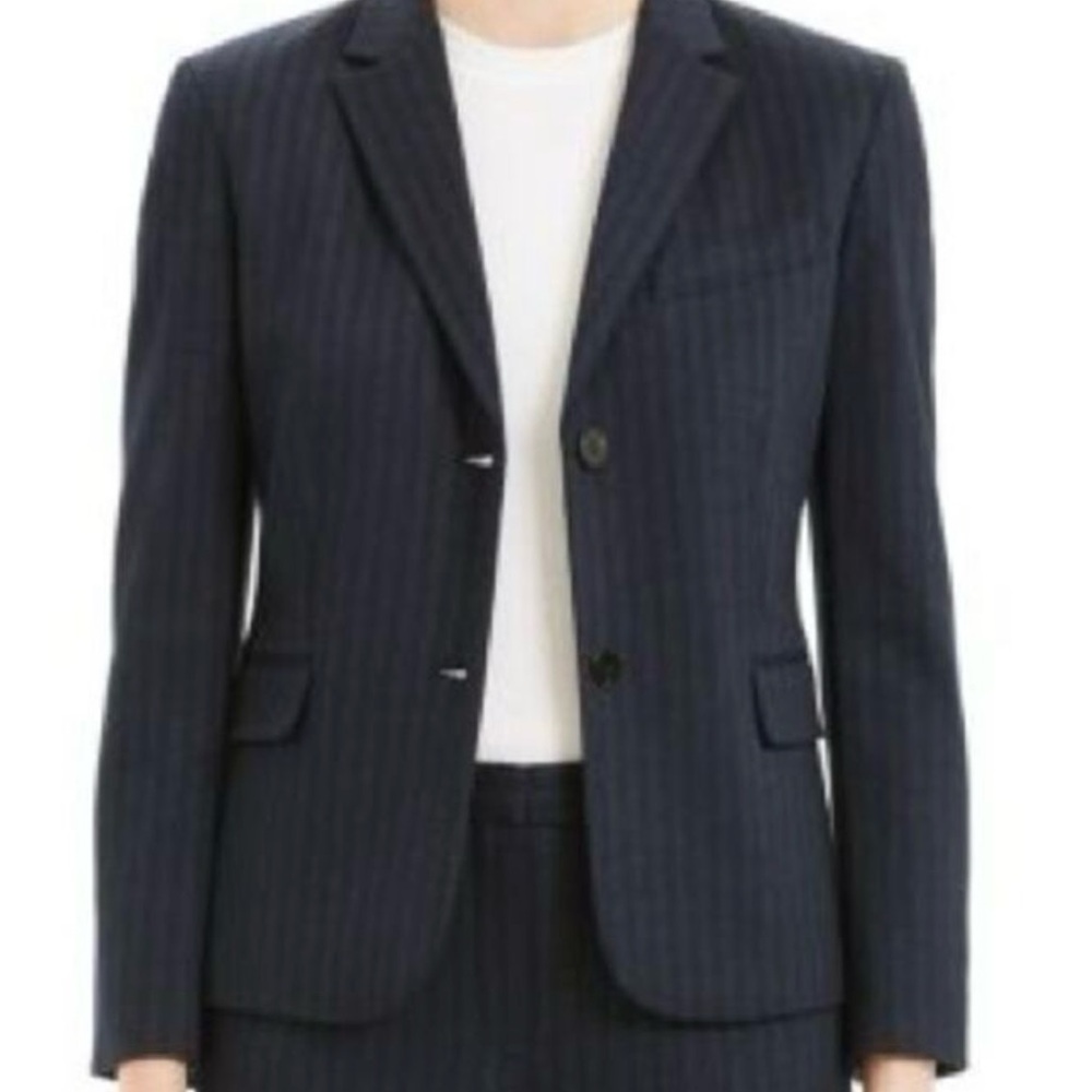 Theory NWT Classic Pale Stripe Knit Blazer Navy Blue Size 4